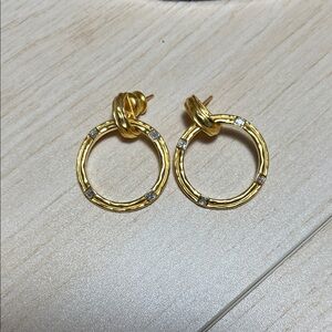 Julie Vos Doorknocker Gold-plated earrings with cubic zirconia accents